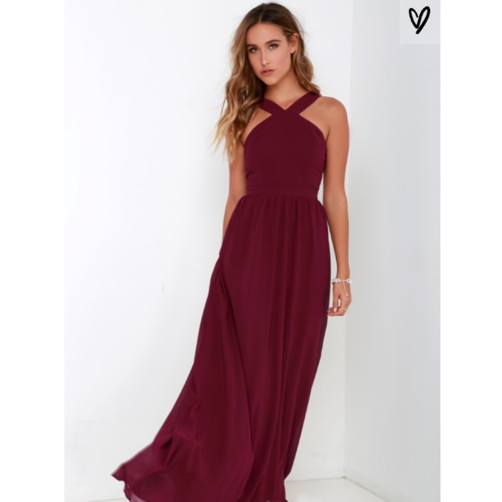 Lulu’s Air of Romance Dress Burgundy